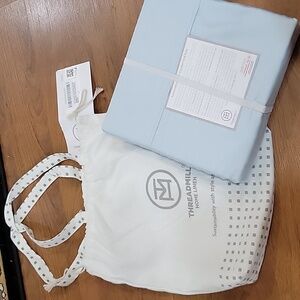 Threadmill 100% cotton 3 pc sheet set Twin blue 600 thread count 15" deep NEW…